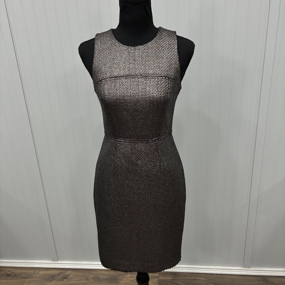 Banana Republic Metallic Tweed Sheath Dress Black Silver Size 0 Cocktail Party